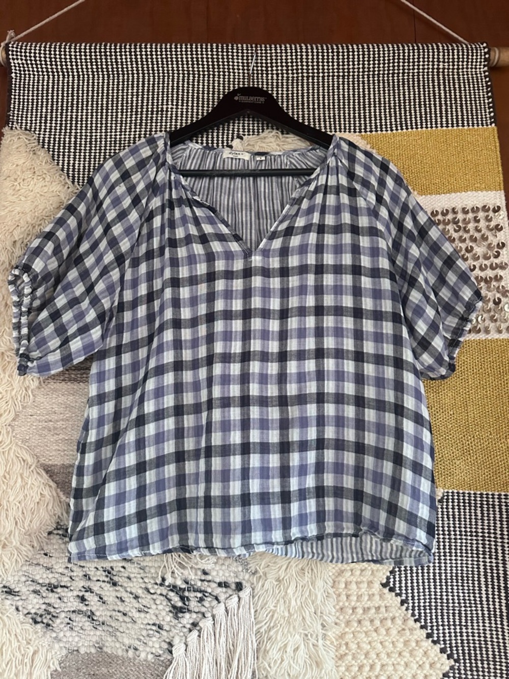 dylan Navy and White Striped Blouse